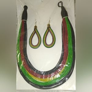 African style   matching necklace and earrings set
